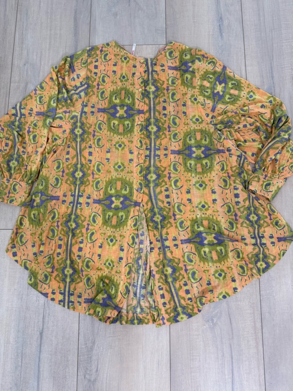 Free People Yellow Floral Boho Tunic with Green Accents - Picture 3 of 6